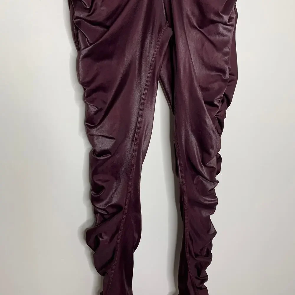 Alo yoga High-Waist Cinched Legging Oxblood Shine Purple Womens Large